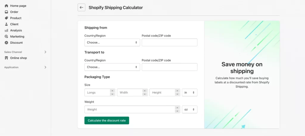 Calculate Shopify Shipping rate