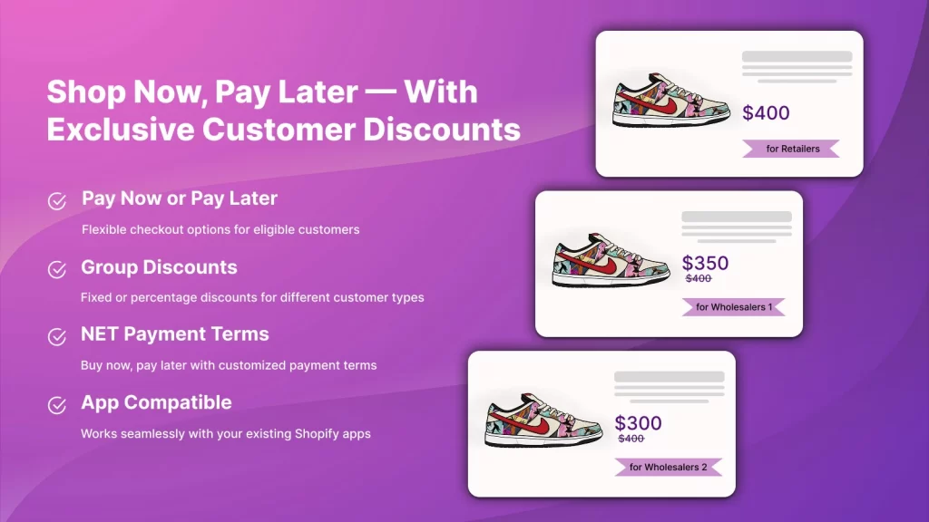 Charge Me Later, Wholesale app