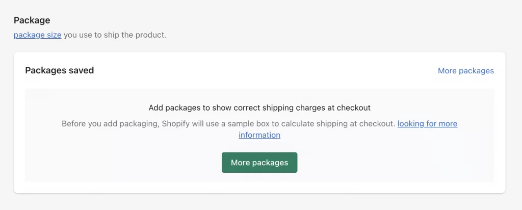 Set Package Dimensions and Weight