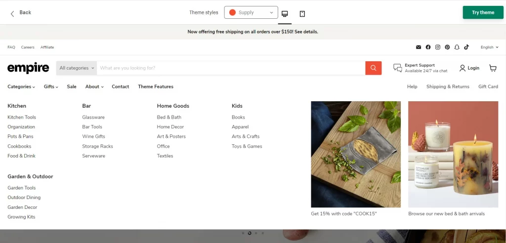 Empire’s Mega Menu