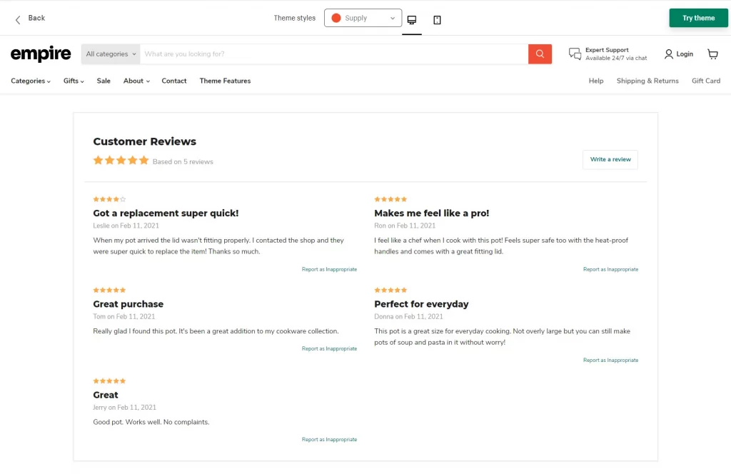 Empire’s Product Reviews