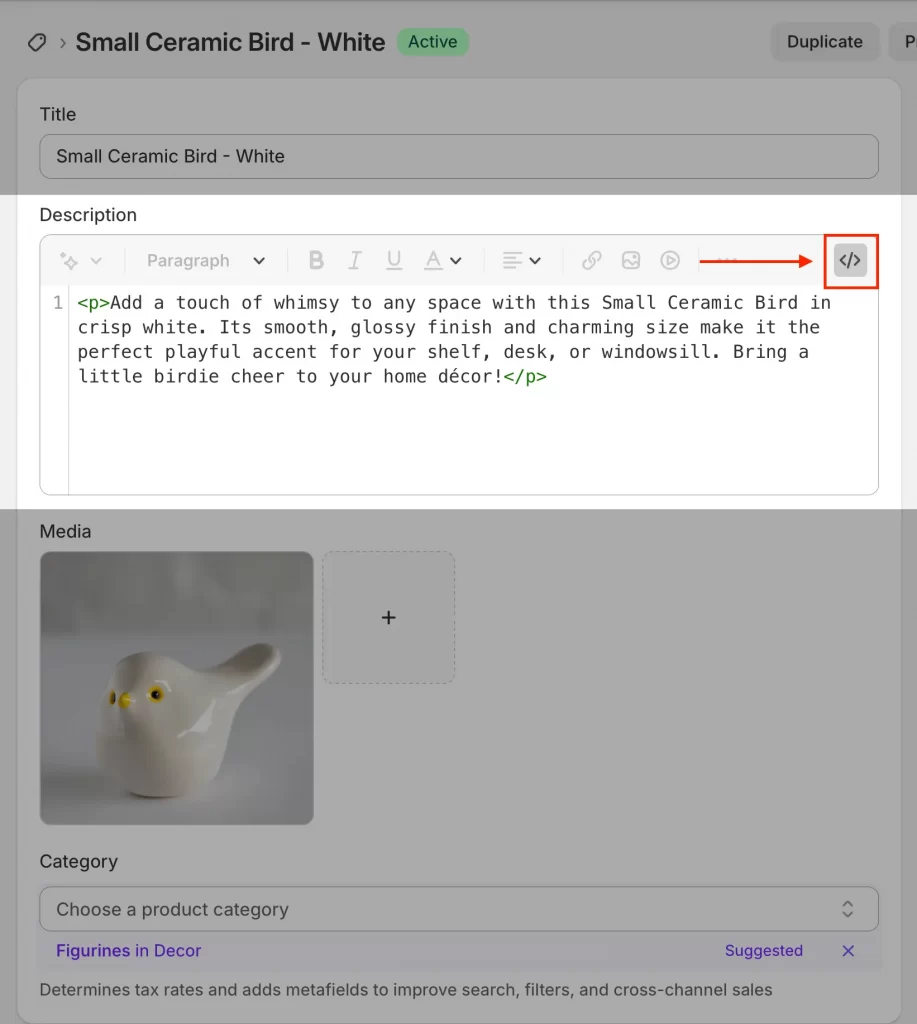 product description html