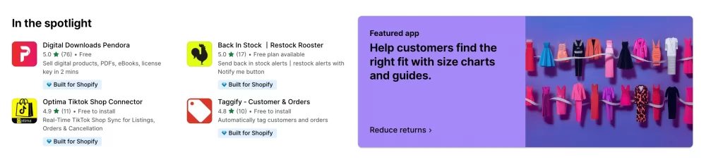 shopify in the spotlight apps