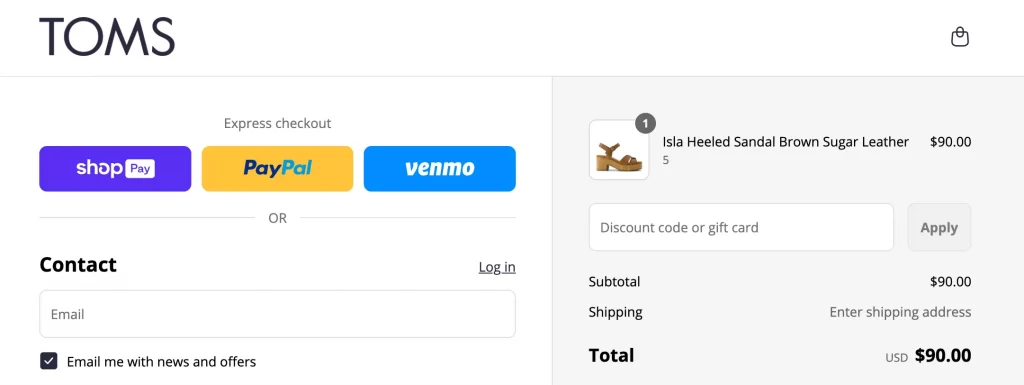 toms checkout