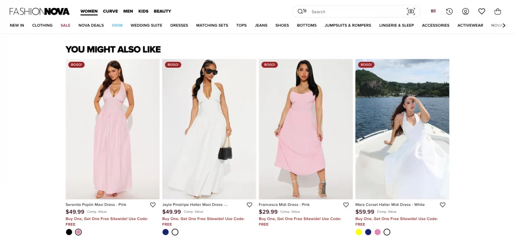 1 fashion nova personalized product recommendations