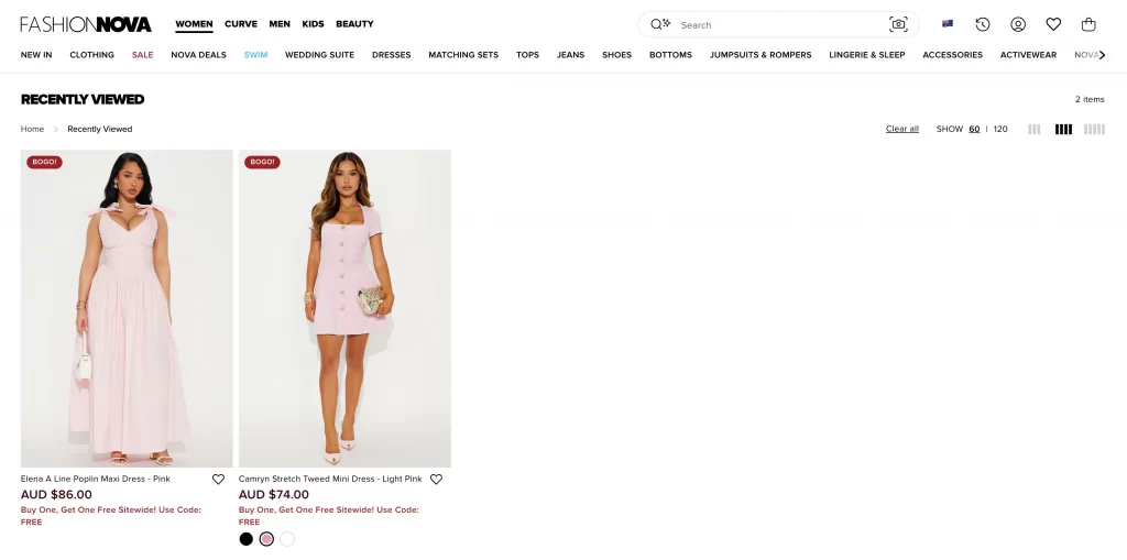 3 fashion nova recently viewed