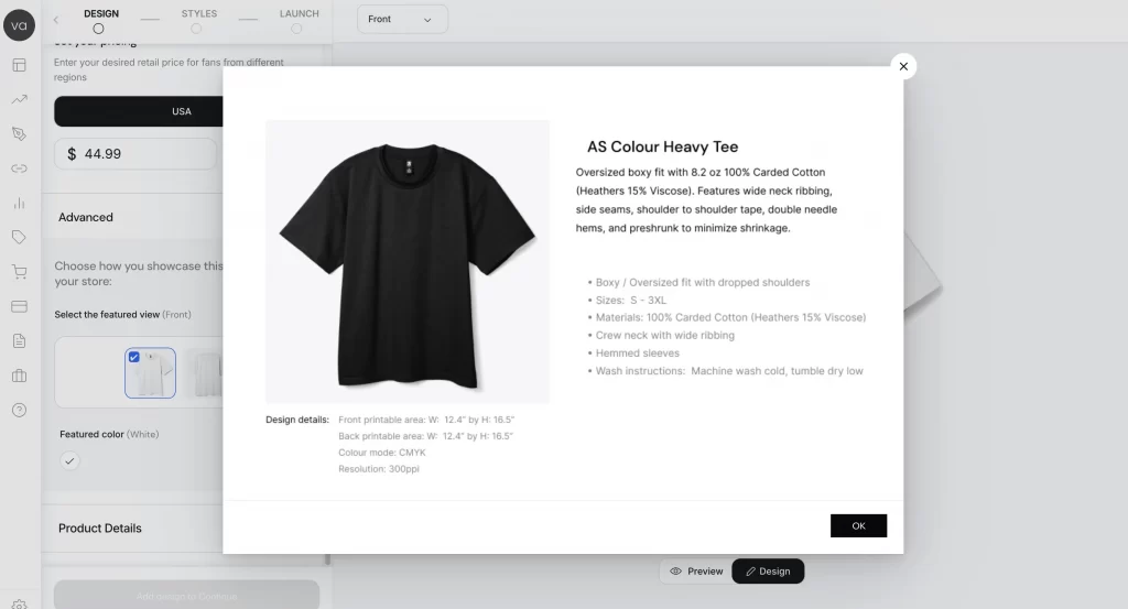 6 teespring product control