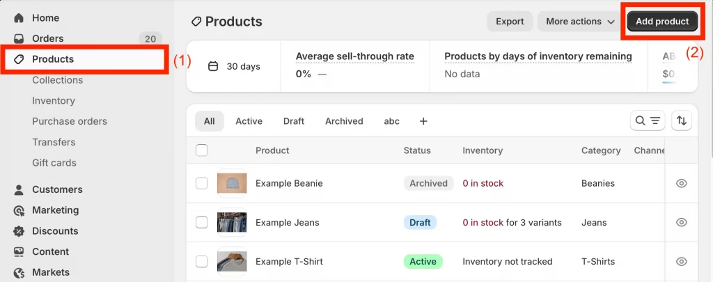 1 add a new product how to add products to shopify