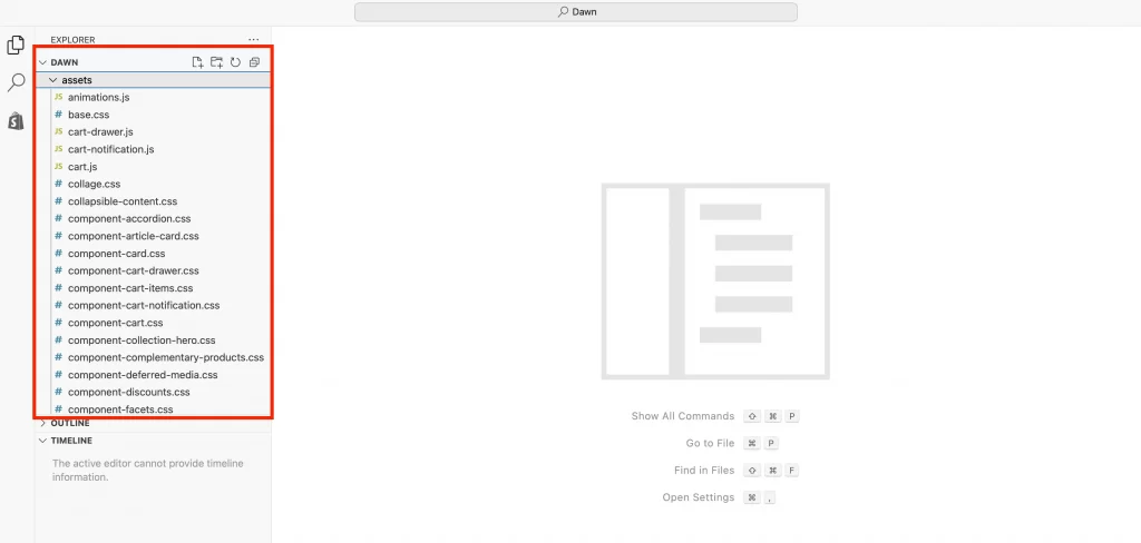 go to asset folder dawn