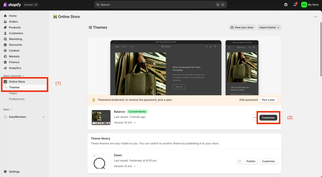 go to theme editor