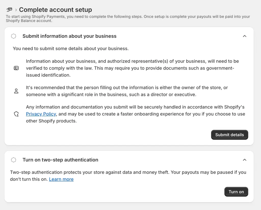 5 complete account setup