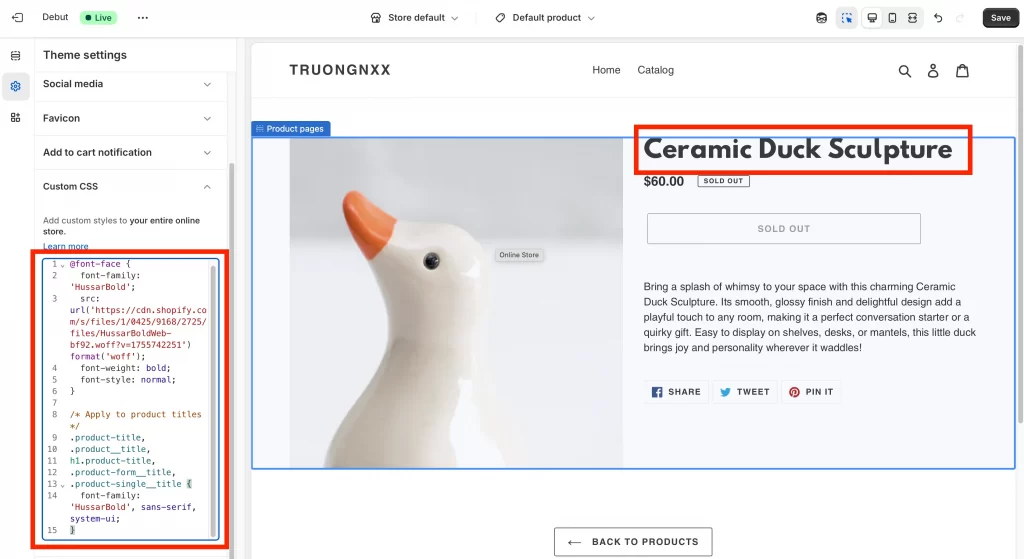 apply custom css to product titles