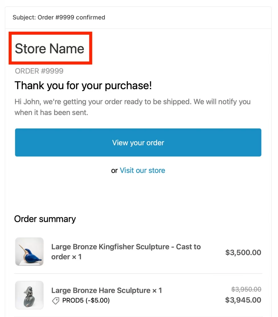 8 your shopify store name in email