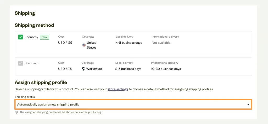 Set up shipping options on Printify