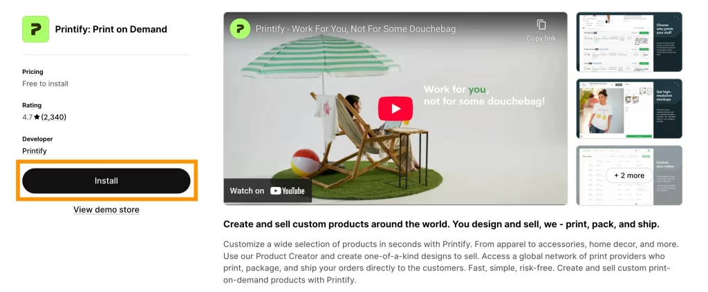 Install Printify app