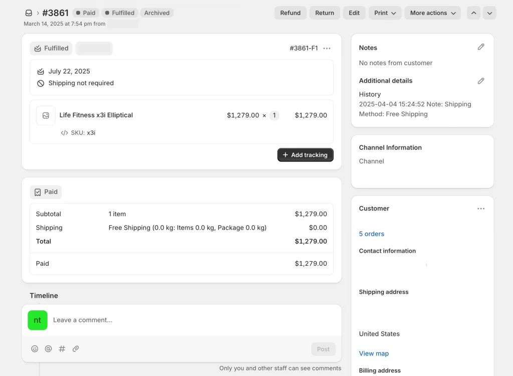 shopify order status detail