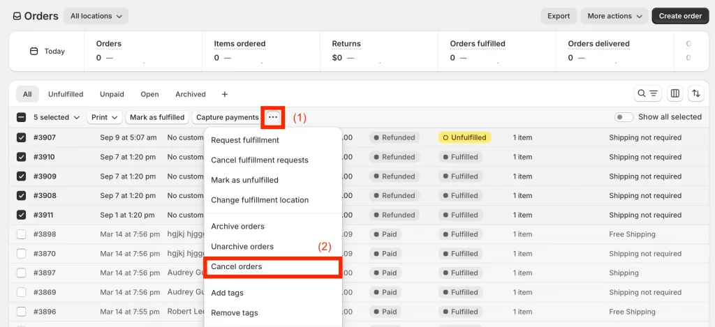 6 choose cancel orders shopify