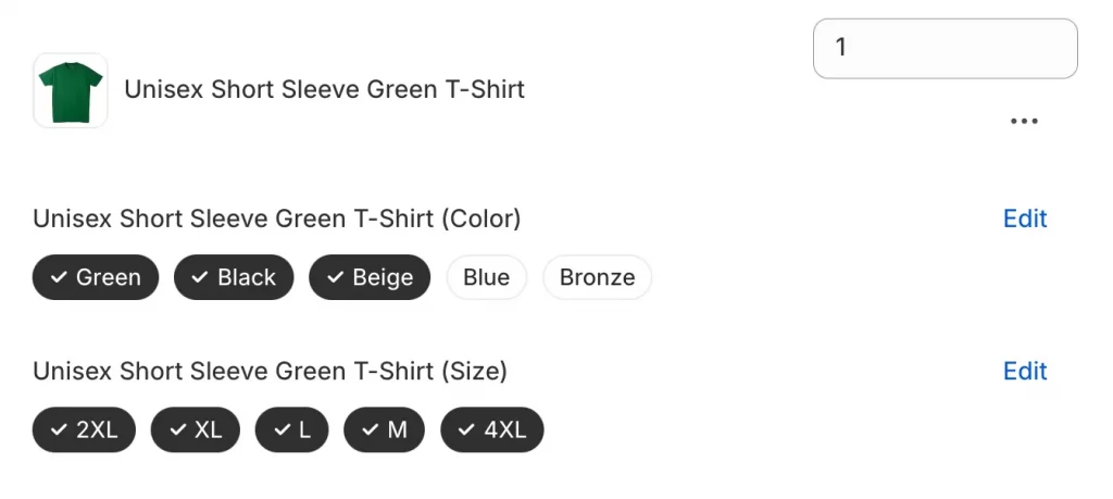 8 product with many variants