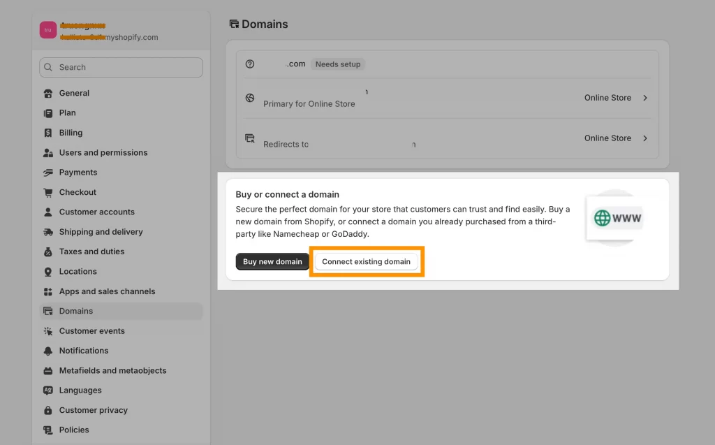 Connect existing domain to Shopify | how to transfer domain to shopify