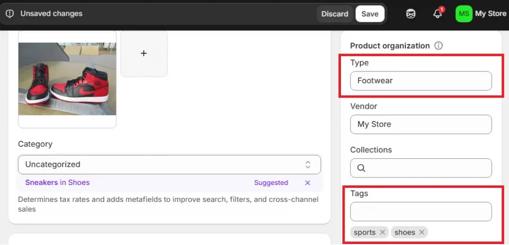 fill in product details