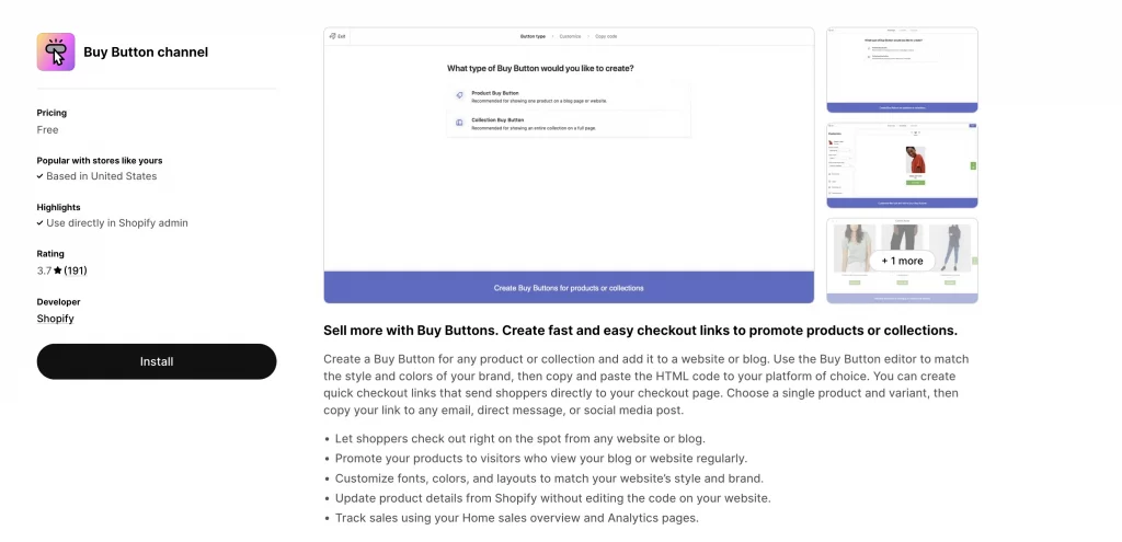 1 shopify buy button app