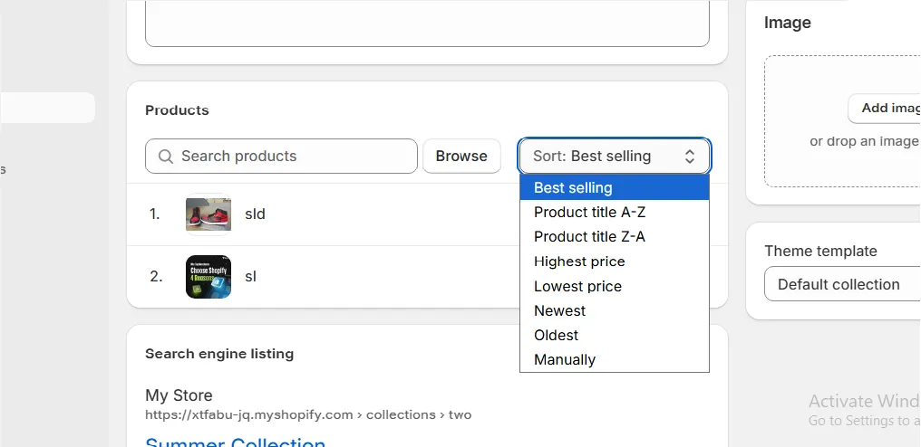 choose how the products are organized