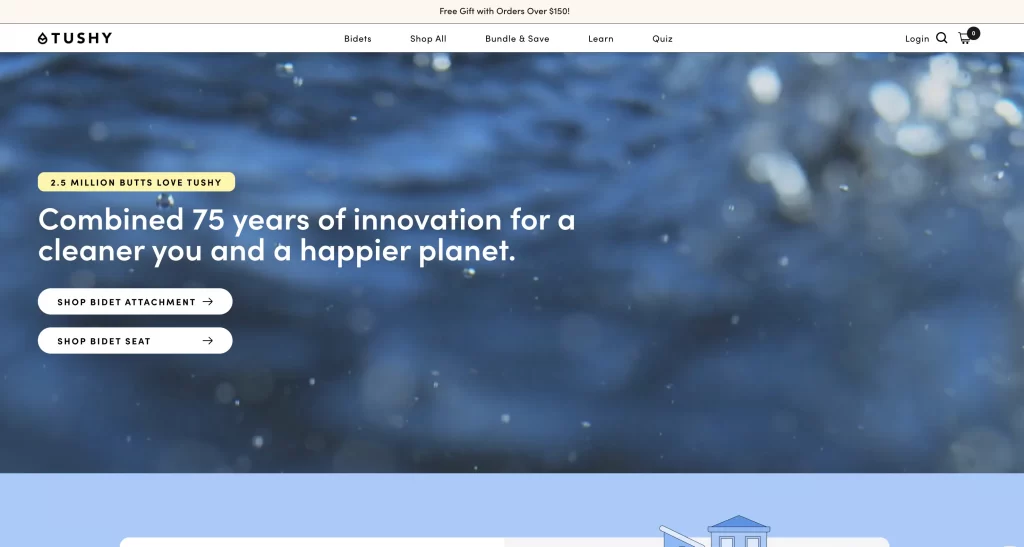 tushy One product Shopify store example