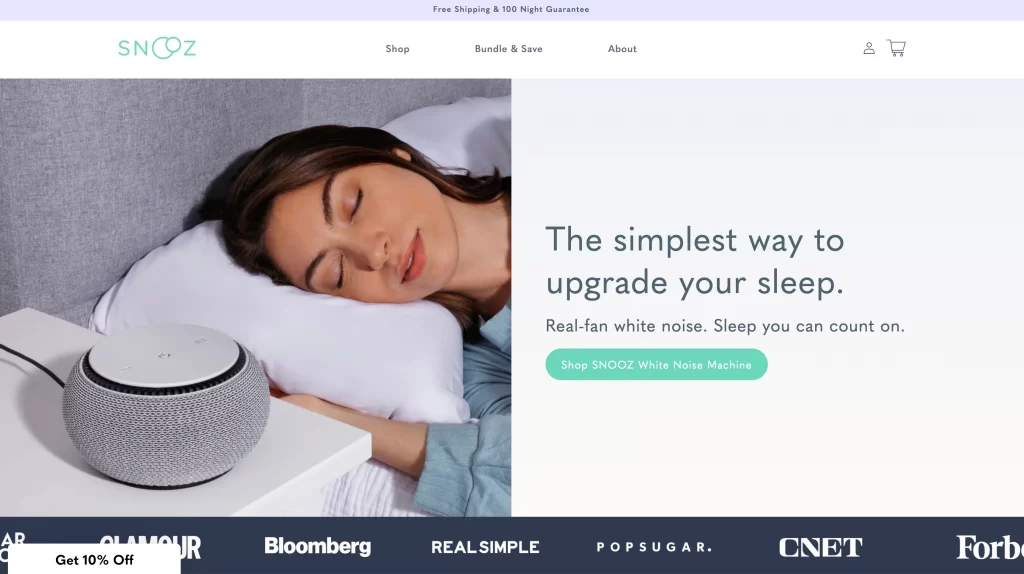 snooz one product Shopify store examples
