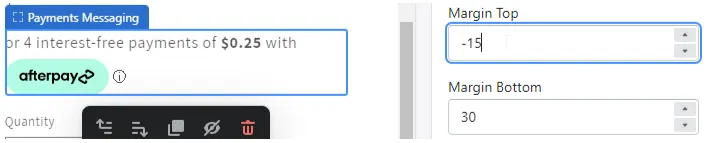 Afterpay margin and spacing
