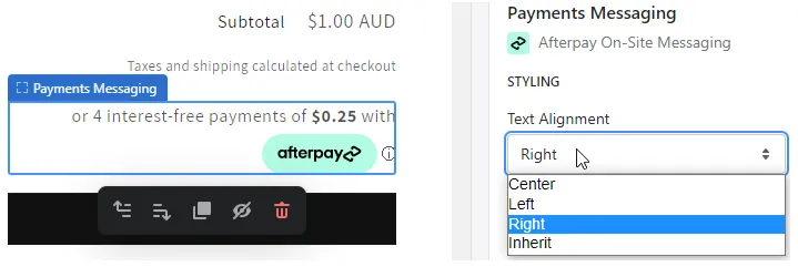 Afterpay logo text allignment