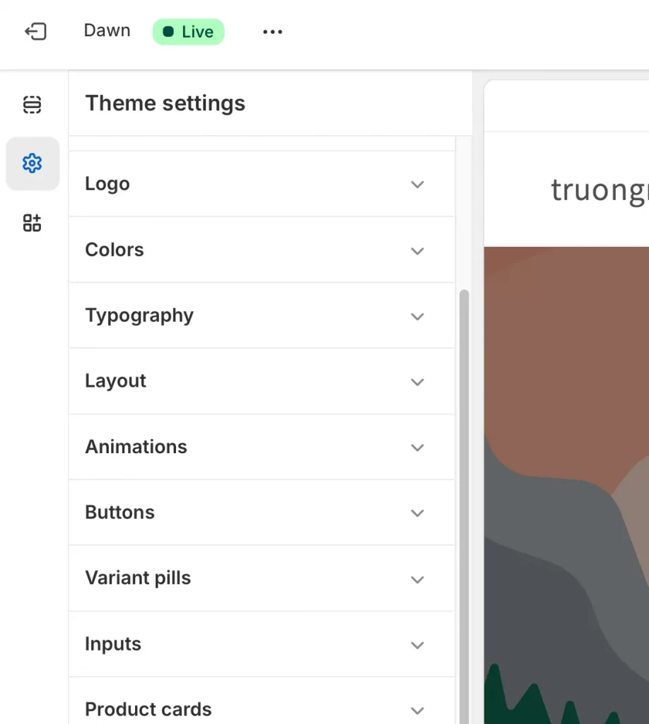 Step 2: Access theme setting