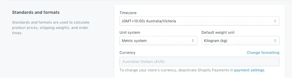 Shopify store currency