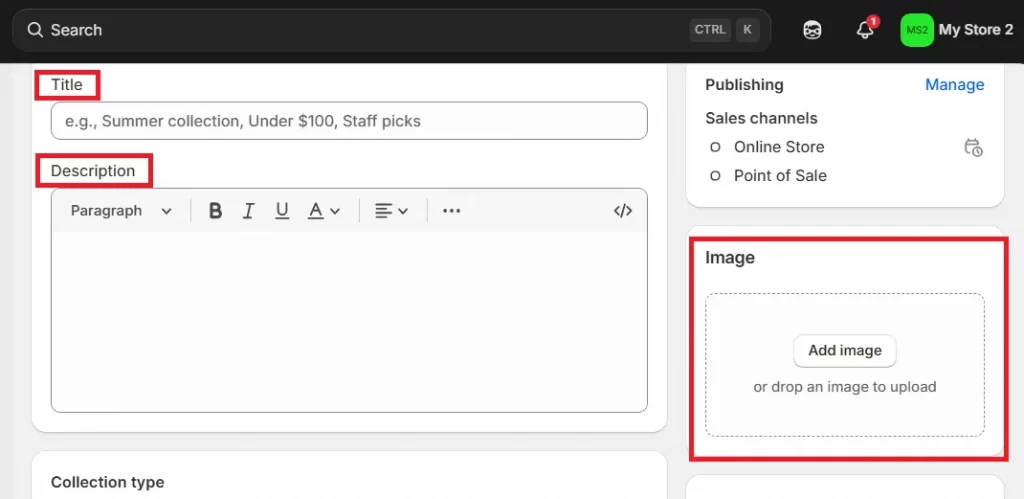 fill in collection info