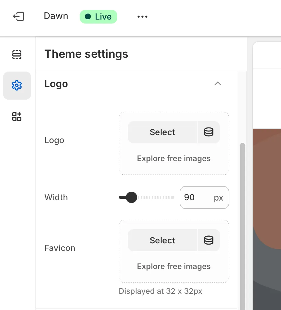 Step 3: Go to the favicon section