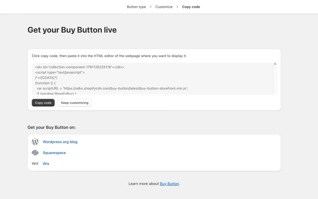 4 4 collection buy button copy code