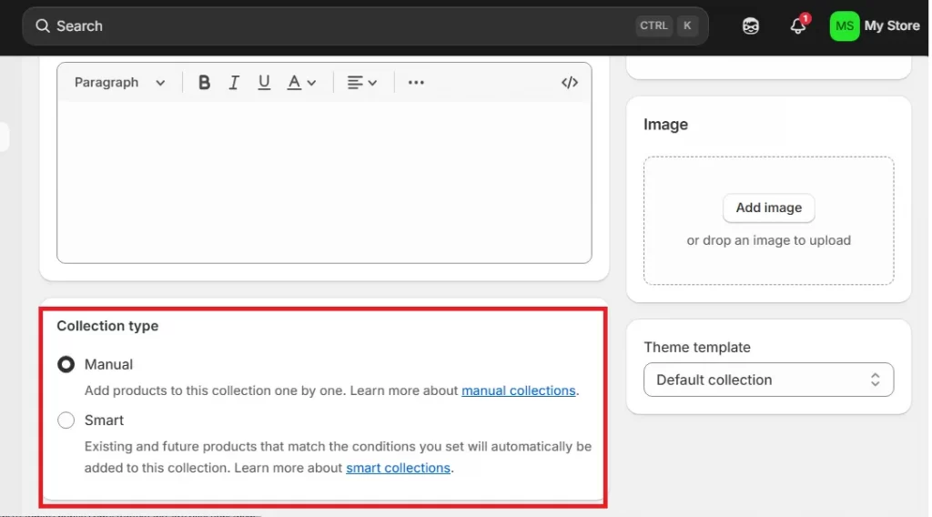 manual vs smart shopify collections