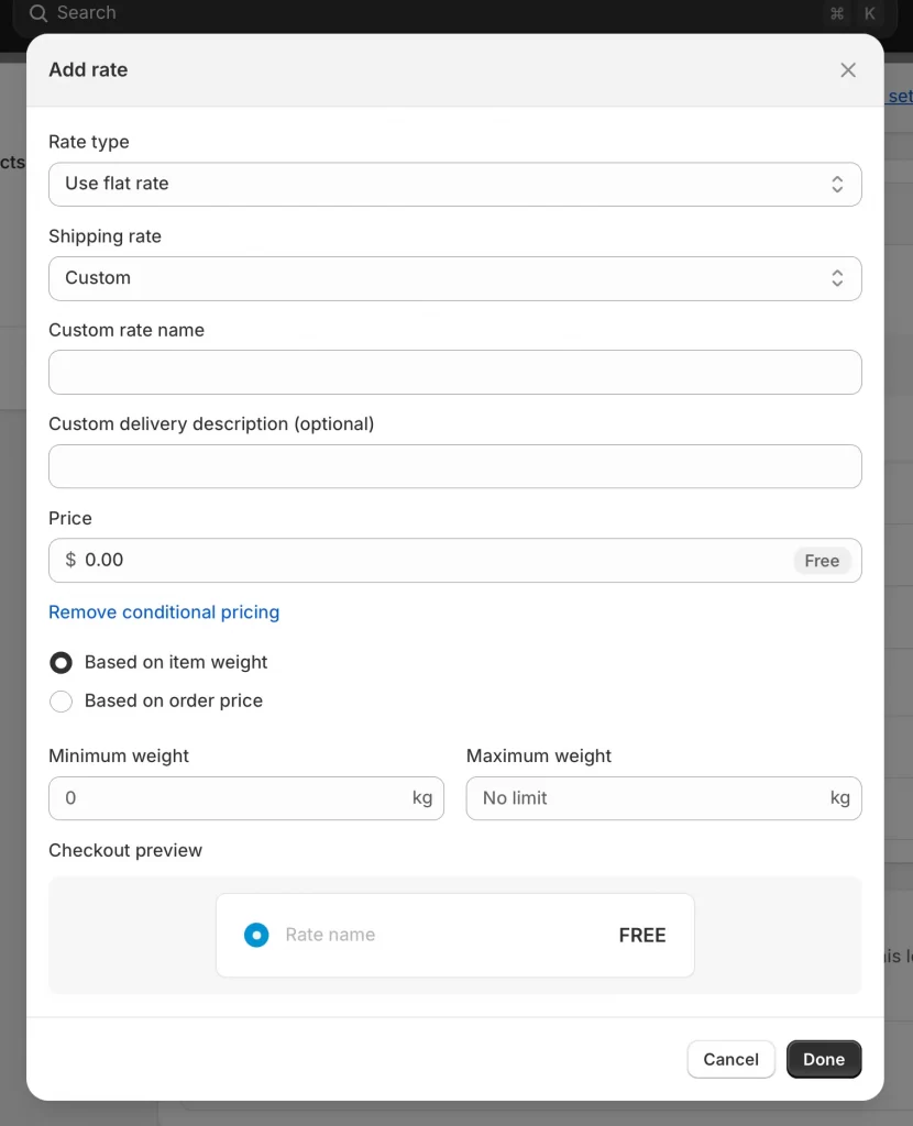 Flat rate shipping