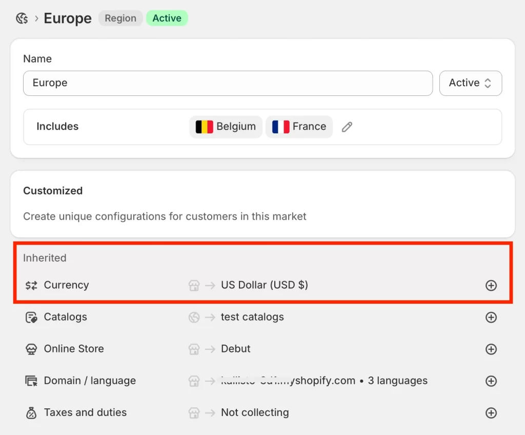 Market currency settings