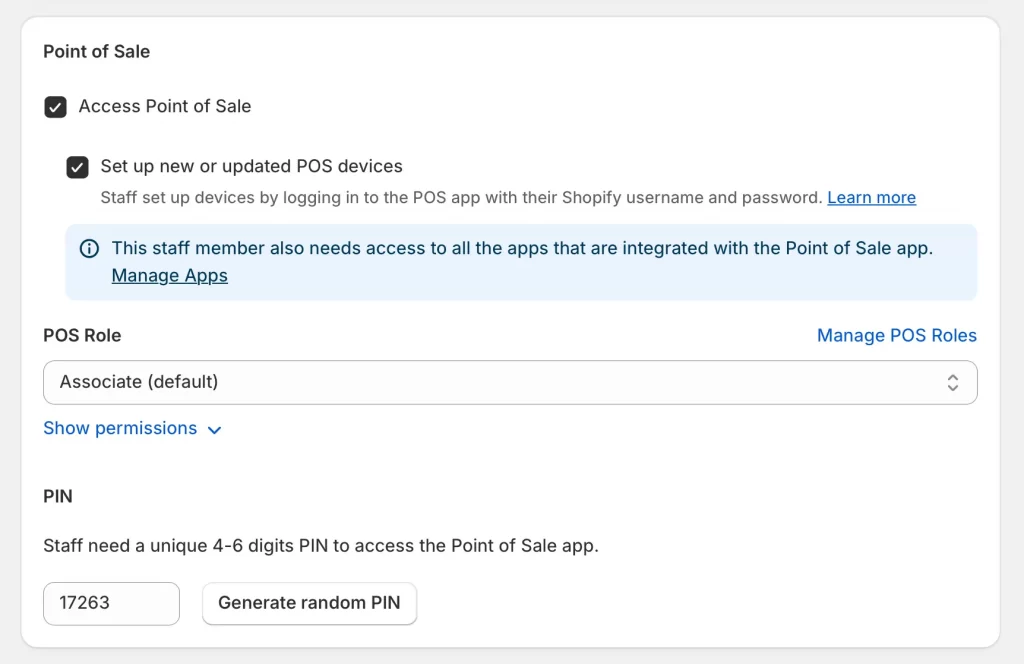 point of sale permission