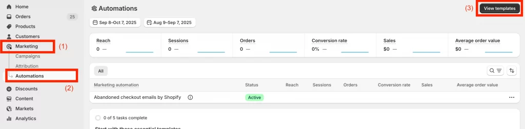 Step 1: Access Marketing > Automations