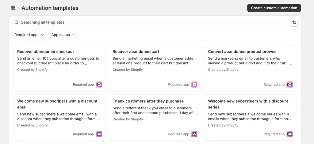 Step 2: Select the Recover abandoned cart template