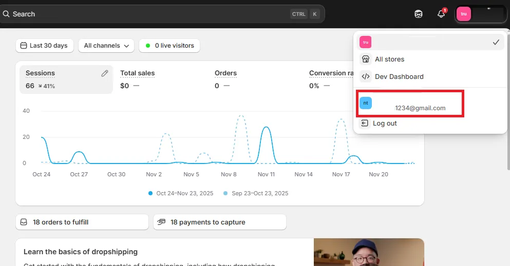 shopify personal settings