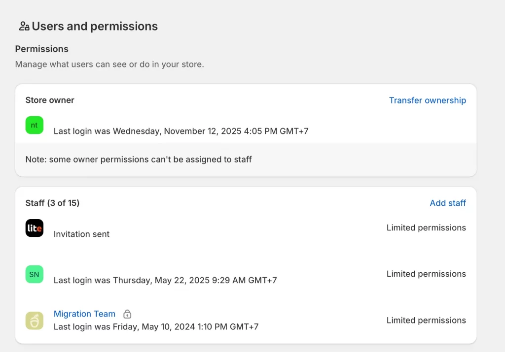 1 user and permission before learn how to change shopify url