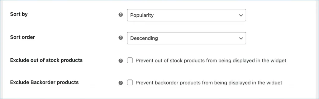 Sort and exclude products