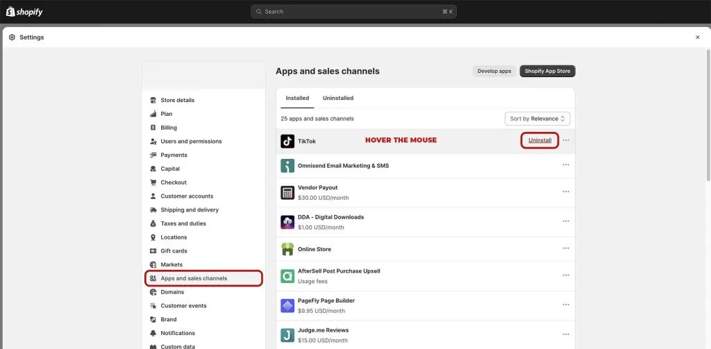 cancel shopify app subscriptions