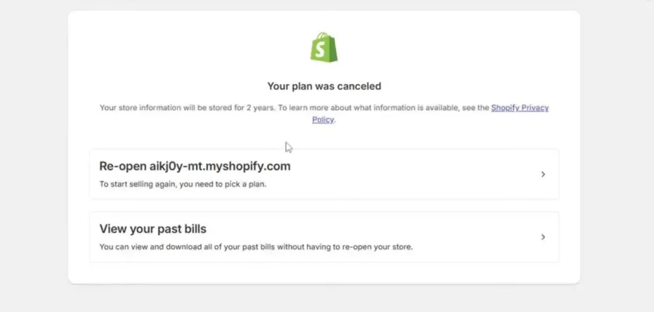 shopify restore options