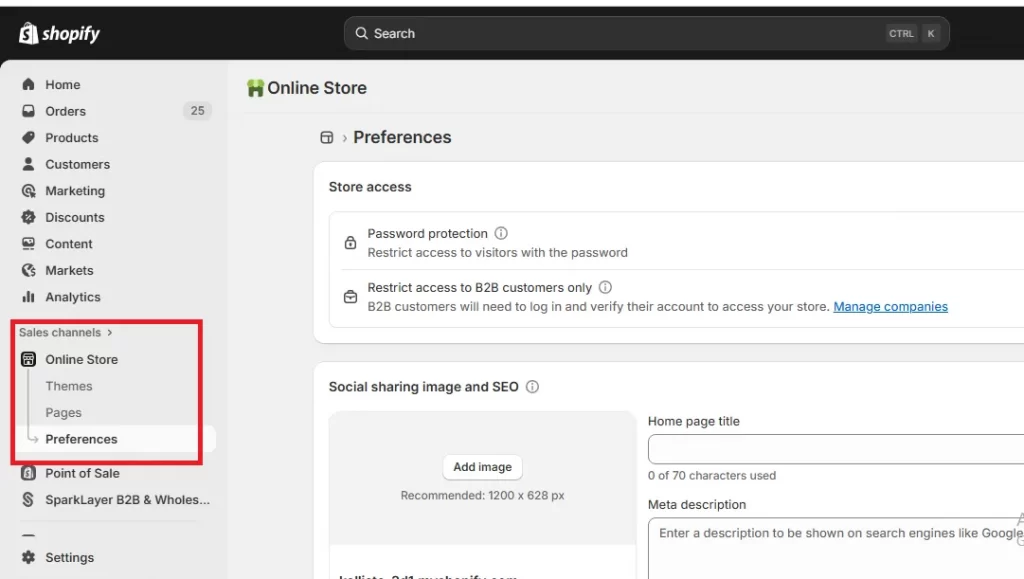 shopify store access