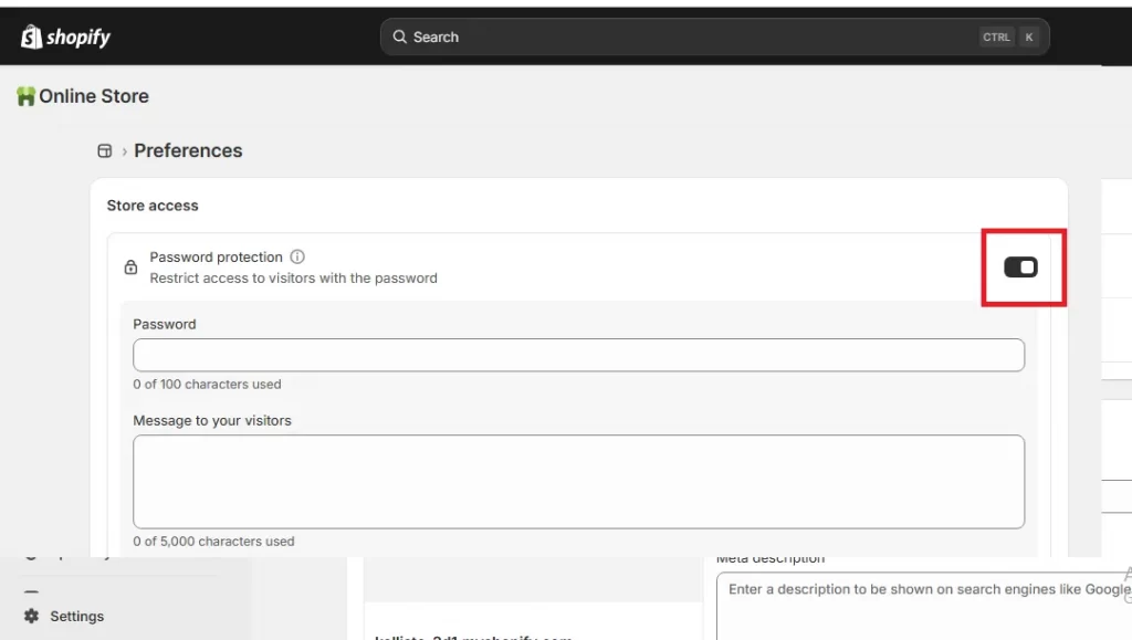 shopify password protection