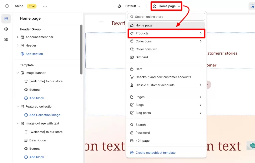 choose product pages
