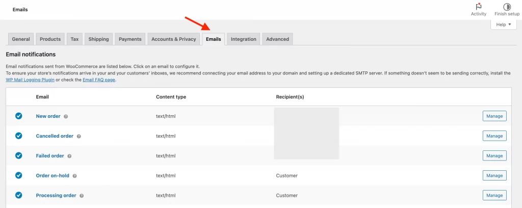 2 woocommerce email setting